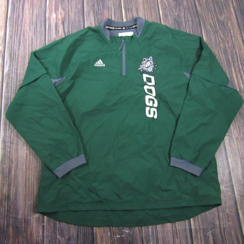 Adidas‎ Jacket Mens XL Green 1/4 Zip Windbreaker Lined Virgin Valley Bulldogs